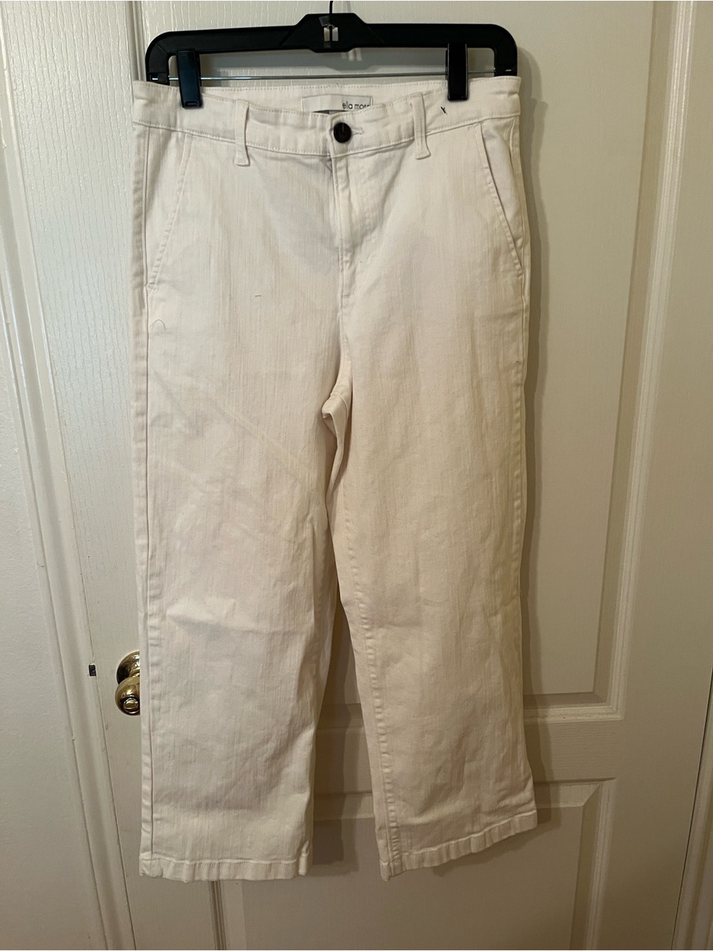 Ella Moss Cream Cropped Straight-Leg Jeans